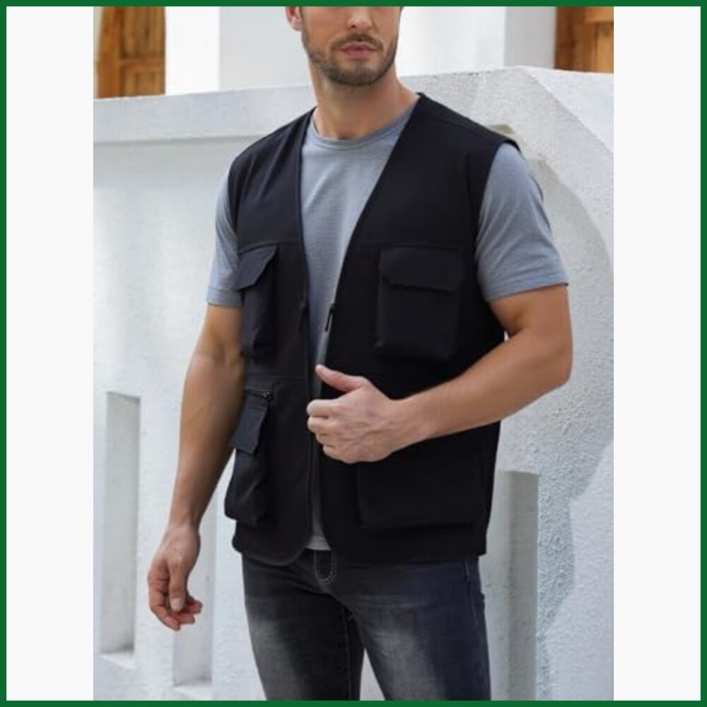 Lightweight Polyester Utility Vest with Multi Poc… - image 3